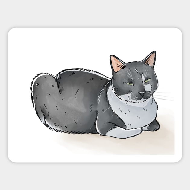 Ash the Cat in Watercolour Magnet by Dandifying